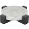 8.25" White Marble Round Tray with Black X-Shaped Base